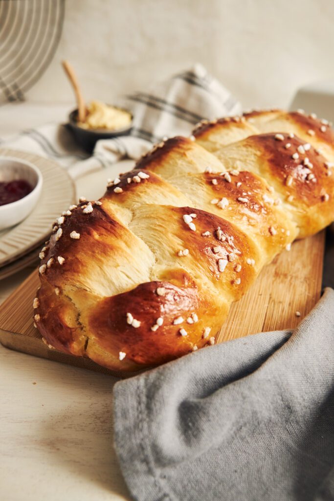 vertical shot delicious sweet yeast bread white table